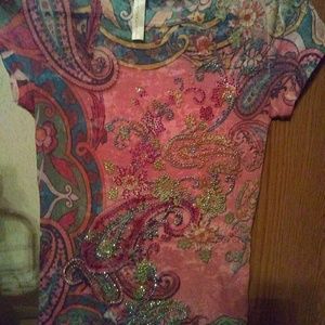 Colorful SS top that has small colored beading